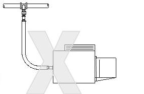 Depending on the specific installation, the flexible gas hose may be routed to the gas cock at any of the following angles in relation to the burner: Vertical(Figure. a) 45 angle(figure.