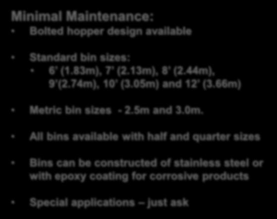 In Focus- Lemanco Dry Bulk Storage Minimal Maintenance: Bolted hopper design available