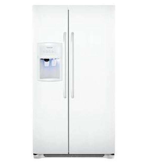 SIDE X SIDE FRIDGE WITH ICE MAKER FFFHS2622MS 26 Cu Ft Side-By-Side Refrigerator; Stainless Steel; 36" X 69-3/8" X 31-3/4"; In-Door Ice/Water Dispenser FFFHS2622MW 26 Cu Ft Side-By-Side Refrigerator;