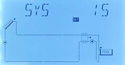 System 15: Solar system with 1 collector field, heat exchanger and swimming pool heating Description: The controller calculates the temperature difference between collector sensor T1 and heat