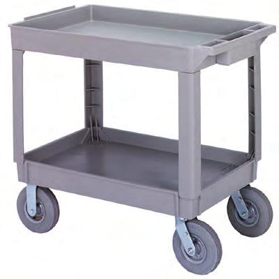 The 8 fully pneumatic casters and all plastic design provide a cushioned, quiet ride that is ideal for transporting fragile items over rough surfaces.