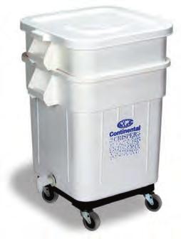 Units are equipped with four 3 non-marking casters; two swivel for fingertip maneuverability and two are fixed. The Ingredient Bin body is constructed Derma-Tek smooth surface plastic.