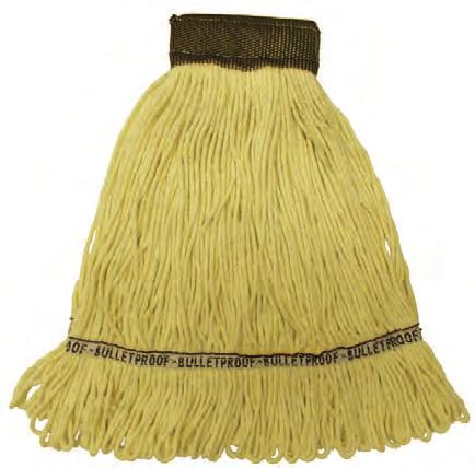 A06003 Large Yellow 12 15.25 lbs. 2.027 ft. 4-ply Pre-shrunk A06002 j.w. atomic rayon loop 100% recycled rayon and PET blend This economical rayon/synthetic mop is used for the application of chemicals and is perfect for floor finishing.