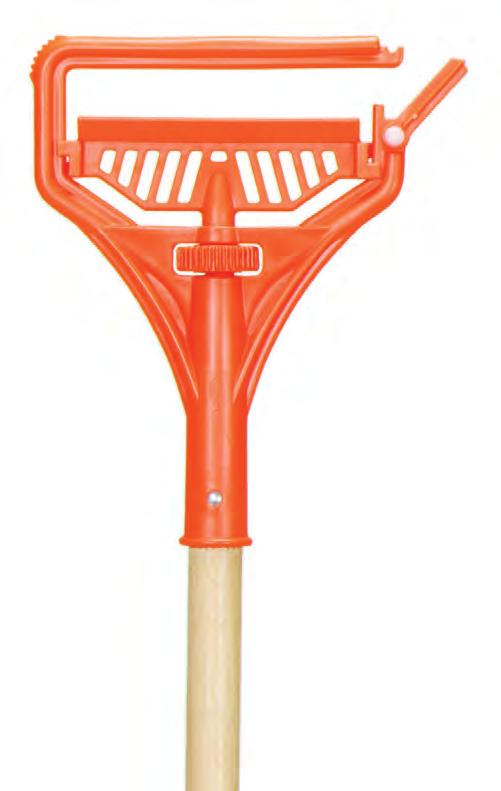 WET MOP HANDLES A] BREAK-A-WAY HANDLE Easy side loading and hands free unloading without touching a soiled mop. Large thumbwheel controls tension.