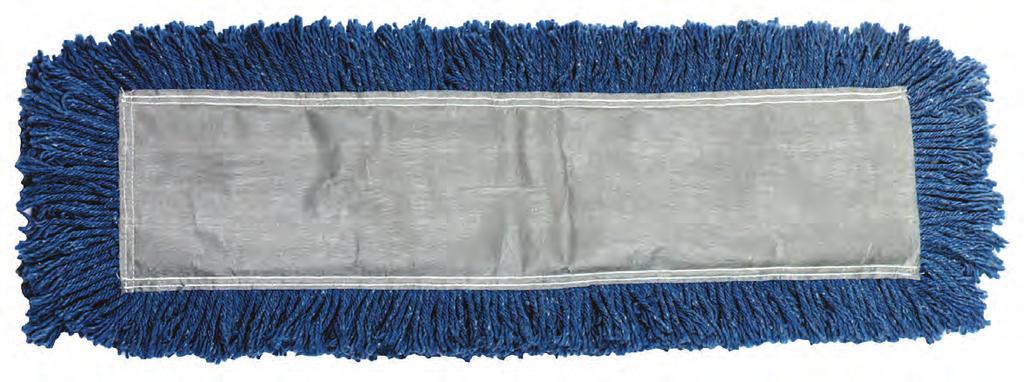 Removable mop head is launderable and available with standard cotton blend yarn. 4 x 8.5 wire frame attached to 54 wood handle. Yarn spread measures 12 x 17.
