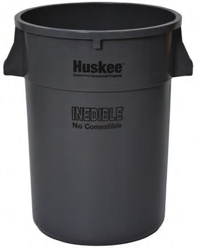 WASTE COLLECTION receptacles, lids & accessories inedible HUSKEE ROUND 32 and 44 gallon Huskee receptacles are pre-printed with Inedible in