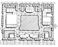 (Figure 25) Figure 23 Landscaped Median Pedestrian Median In large parking areas, pedestrian walkways, landscaped medians, and drop-off areas shall be provided g.