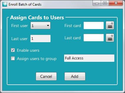 Enrol Batch of Cards / Fobs Enter Card No Enter the first and the last card of the batch here. NOTE: All cards should follow numerical order.