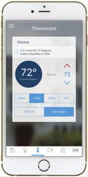 to mimic occupancy while you are away from your home. Press the thermometer icon at the bottom of the menu bar to control your thermostats that are connected to your Côr Home Automation system.