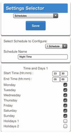 First, create a schedule (see next Section) for the designated event by Login your Site > Menu > Settings > Schedules Scene Name (Enter a name for the Scene) When Should Scene Work Select the created