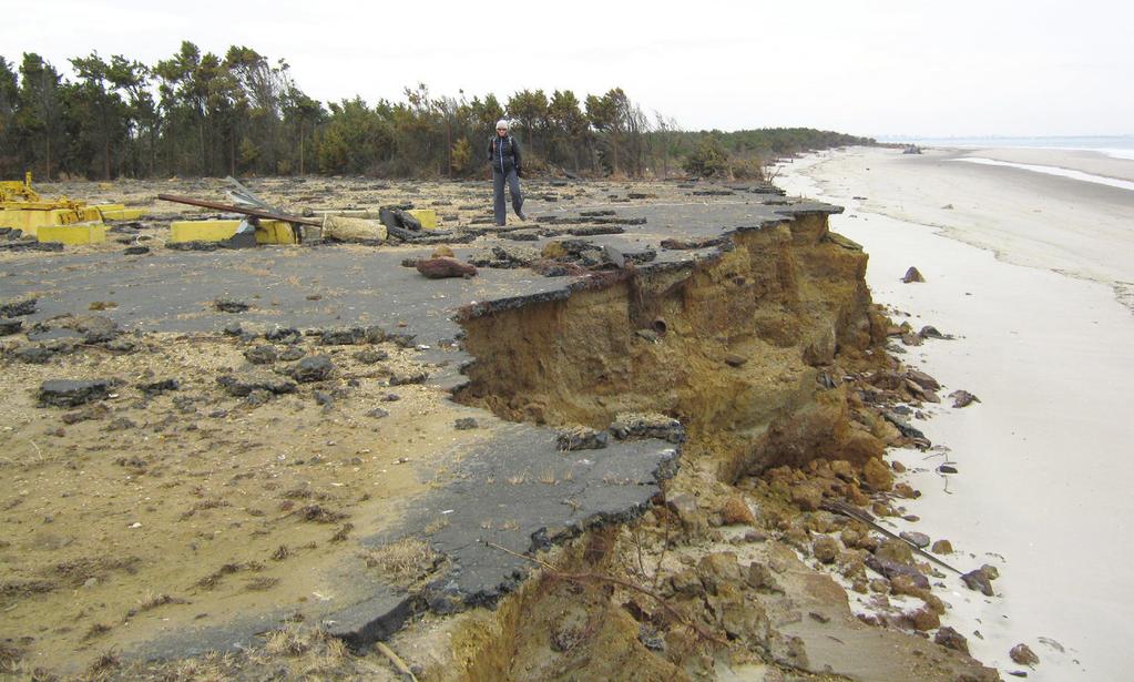 Figure 4. Erosion at the Sandy Hook Nike Missile Launch site caused by Hurricane Sandy storm surge. whether changes were necessary.