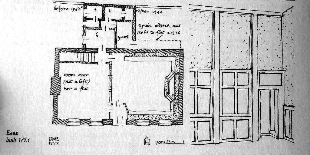 2.2. The building and its principal fittings and fixtures Figure 1: Plan, from Butler, Vol. 2, p. 588 The Meeting House was built in 1793, and altered in the nineteenth and twentieth centuries.