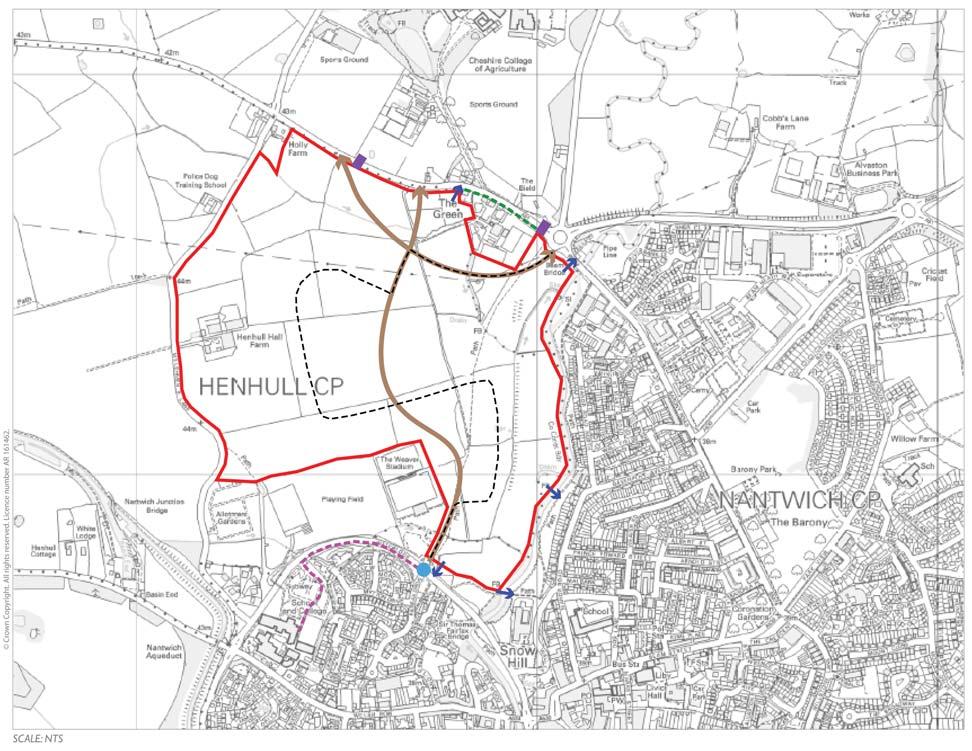 An analysis has been made of the existing local facilities and sustainable transport provision in west Nantwich which is shown on the plan [Figure 1.