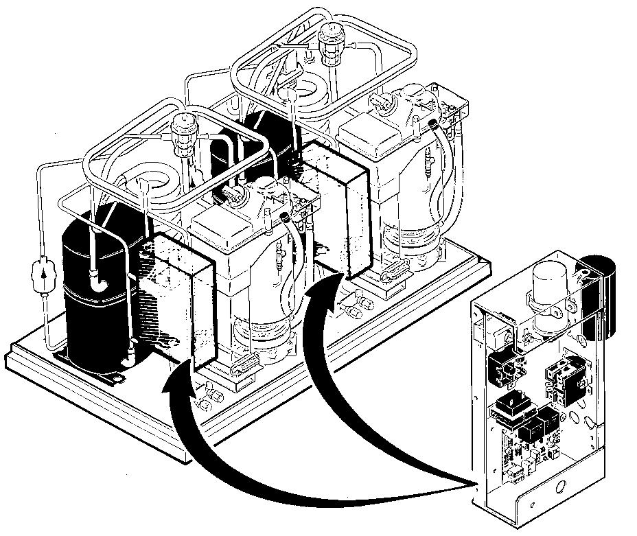 Reset Switch: A manual reset switch, used for restarting the ice machine should the ice discharge chute overfill with ice; the low pressure cut out switch open; or the high pressure cut out switch