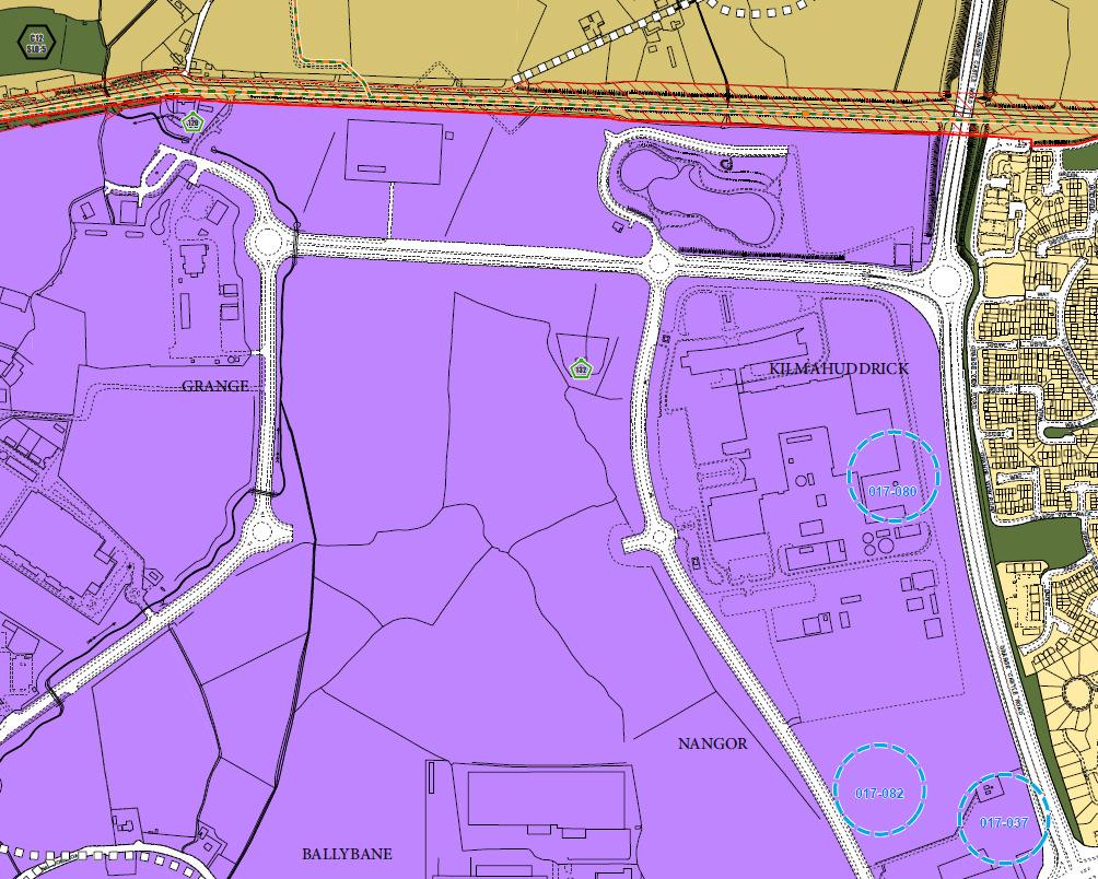 An extract from the south Dublin Development Plan 2016-2022. The approximate site extents are superimposed, shown with a red outline. Record of Protected Structures (R.P.S.) Map Ref.