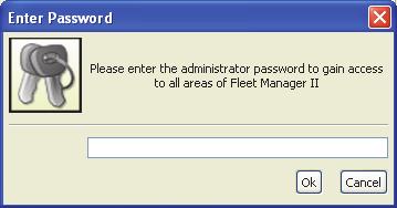 Installing Fleet Manager II 6. When the Password dialog box displays, enter Admin (password is case sensitive).