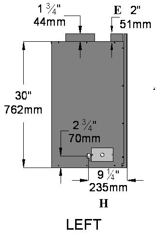SPECIFICATIONS FIREPLACE DIMENSIONS LETTER KEY A B C D E F G H I DESCRIPTION Height Width Depth Glass