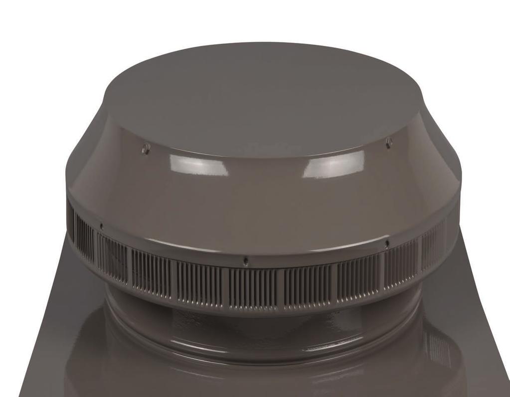 360 ROOF VENT PRODUCTS 360 ROOF VENT COLOR OPTIONS: Black Brown Gray Heavy gauge, all-aluminum construction will not rust Round design uses exterior air to dynamically pull air from the attic 8
