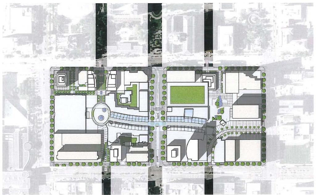 OPEN SPACE: The landscape plan for the project further integrates Temple Square into the City Creek Center development via open plazas at the center of each block and the green, tree-lined pedestrian