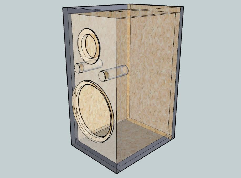 Proposed design for main speakers -Main enclosure features centered 8 Woofer as the distance between its edge and the enclosure edge is beyond the range of the driver.