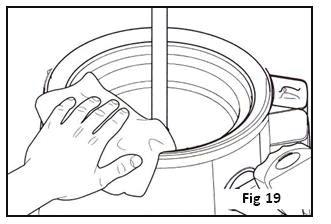 Telephone Helpline: 1300225960 Cleaning the Water Pan With bowl and tap removed clean the surface of the pan using a damp cloth and/or a non-abrasive sponge (Fig 19) AU
