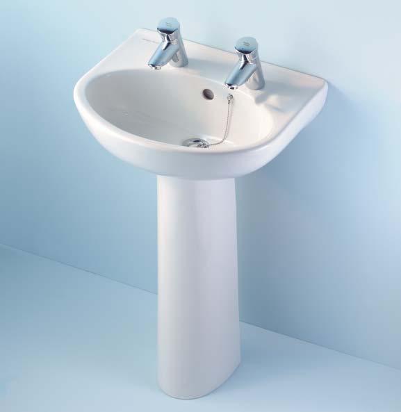 WBD Staff areas Pedestal mounted S222001 Portman Vitreous China basin 0x420mm, 2 tapholes with overflow, and chainhole S2951 Ova Vitreous China pedestal S7106AA Nuastyle 1/2in pillar taps S8800AA 1 1