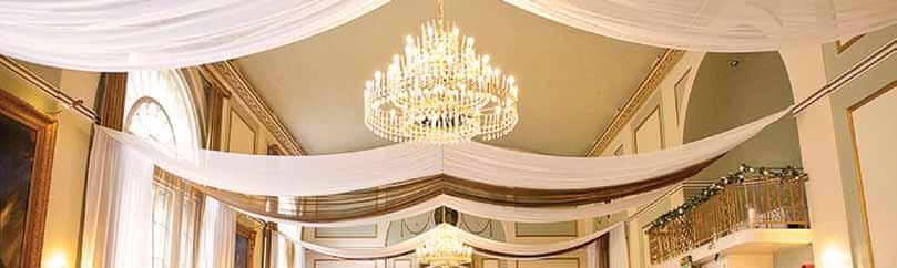 Ceiling Drapes Adding drapes and fairy lights to ceilings of venues can be very effective as it enhances your chosen theme or style of your wedding.