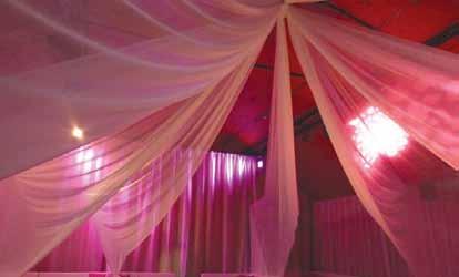 Ceiling Drape Designs Vertical ceiling swags - Usually installed from a central point and draped out to the outside of the room.