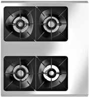 // OPEN BURNERS The professional RAAF enamelled cast iron grids ensure hygiene (they are dishwasherfriendly) and stability.