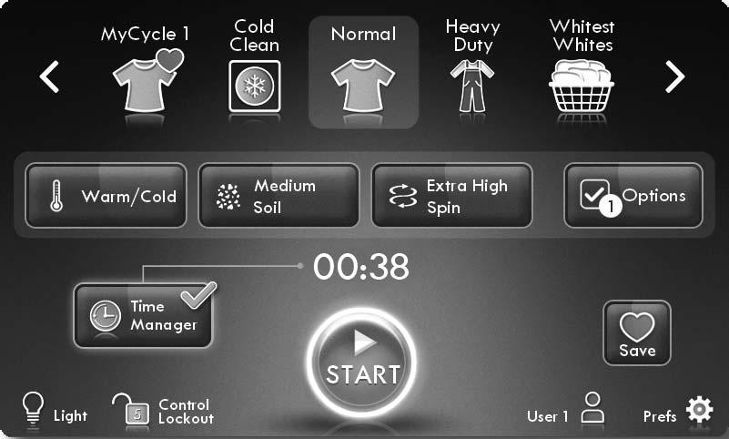 Operating Instructions Home Screen Options User (5) Manage users by pressing the User icon on the Home screen.