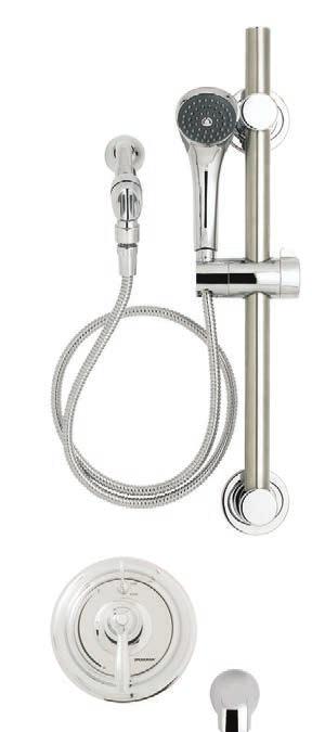 diverter valve Features VS-1001-ADA-PC shower system With 24-inch ADA grab bar and 69-inch hose Includes SM-5400 thermostatic pressure balance