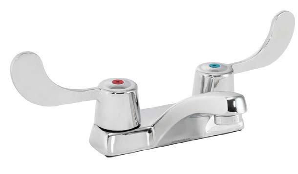 finish 4-inch centerset faucet Drain assembly not included Vandal resistant wrist blade handles SC-4074-LD-E Centerset faucet SC-5724-E Centerset faucet A-CROSS Cross