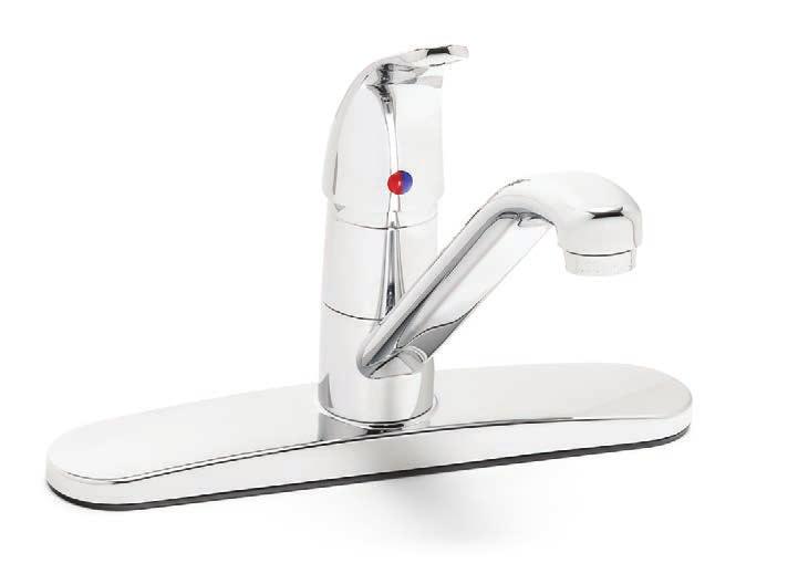 8 GPM flow rate Ceramic cartridge Includes 4-inch deck plate and pop-up drain S-3762-E Kitchen faucet SB-2011-E