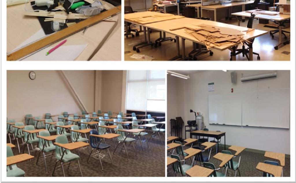 room is used for students to work on various projects such as miniature architectural wood modeling B Fire occurring on a wooden model due to a faulty