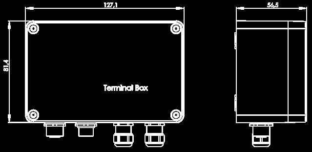 Terminal box dimensions in mm