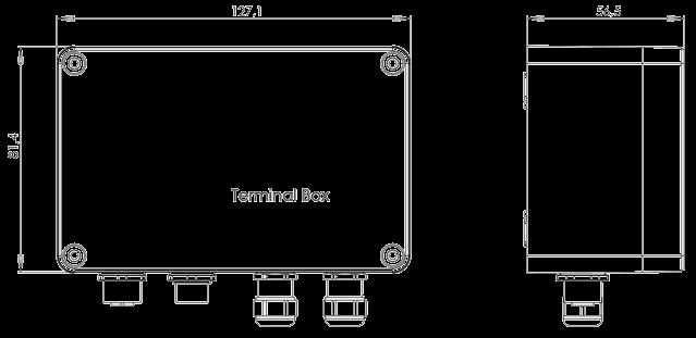 Terminal box dimensions in mm