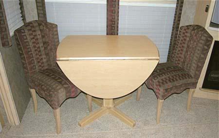 dinettes or pedestal seats. Folding dinette chairs are also provided for additional seating when needed.