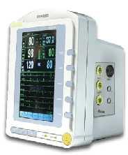 Patient Monitor CMS6500 Vital Signs Monitor Features 7" TFT, touch screen, led backlight, 800x480 pixels. Visual and Audio alarms, adjustable. Patient management, name and age and id.