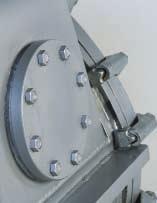 A hinged door and easy-clean hook bolts are easy to open, exposing the entire sludge channel for cleaning.