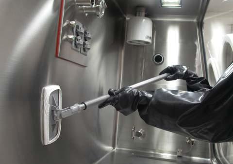 A wide variety of fabrics can be fashioned into wipers or mops for use in cleaning isolators.