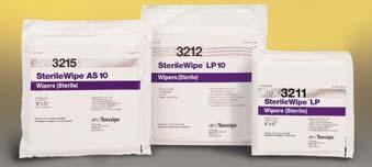 TX3215, TX3212 or TX3211 Dry SterileWipes containing gamma-irradiated polyester knit wipers.