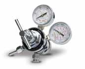 COA-2005-F 2-Stage Gas Regulator for /N 2 and N 2 gas input regulators reduce pressure from the tank to the incubator. It has dual pressure gauges, barbed line connection and shut-off valve.