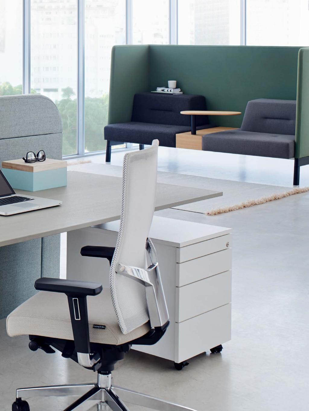 Mobile container, CN series work desk system, ophelis docks two-seater 45 1 1: Removable material tray 2: Sealing