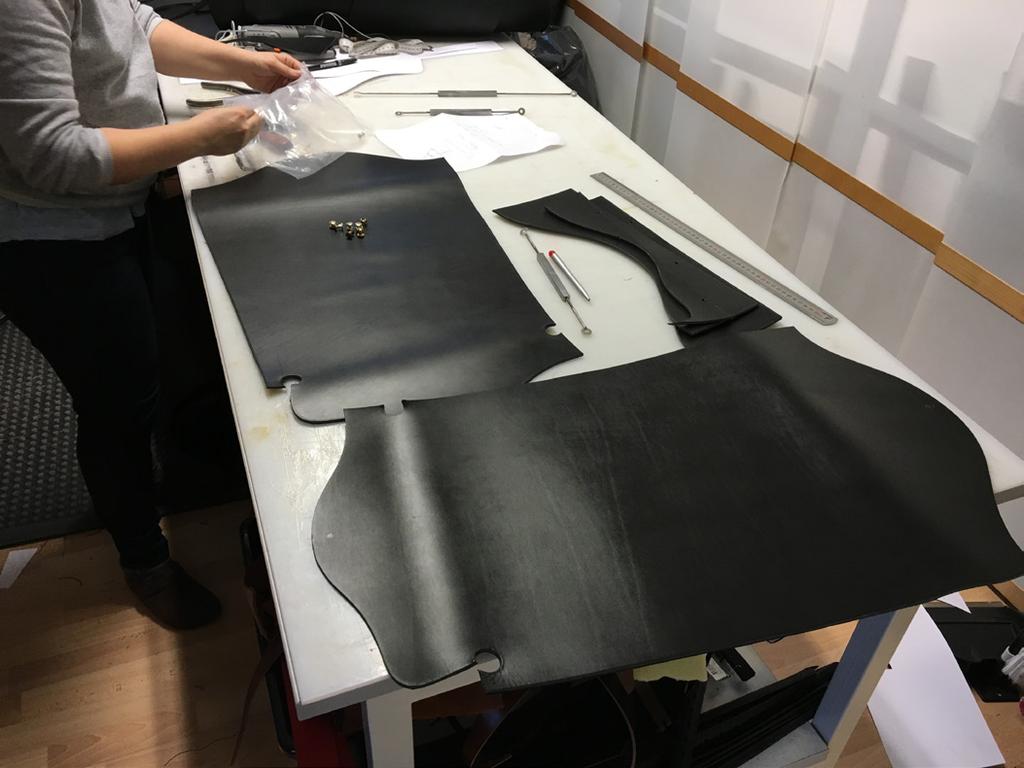 Cutting leather from