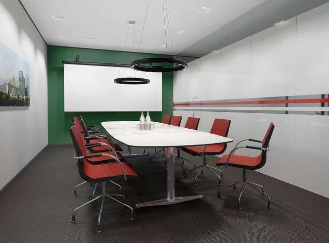 1 2 Gaudi Circular, Pleiad LED Downlight and Wallwasher. Conference room The varying functions of this room also make great demands on lighting.