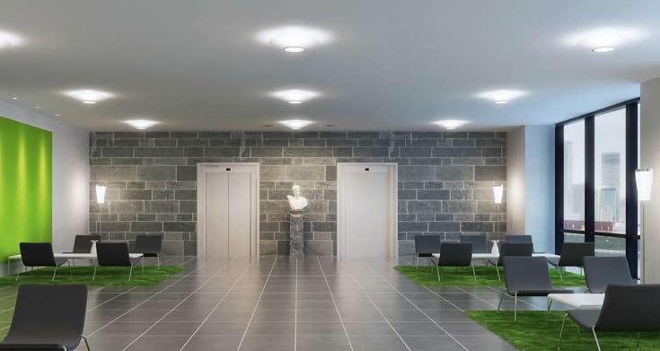 1 2 Liverti golv, Liverti plafond, LED DL and Sidelight 2. Entrance with lower ceiling height This configuration is based on an office building with an unmanned entrance.