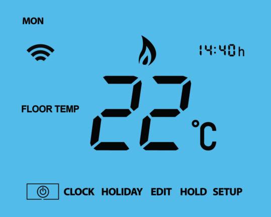 Temperature Display This neostat can be configured for different sensor options such as built in air sensor, floor sensor or both.