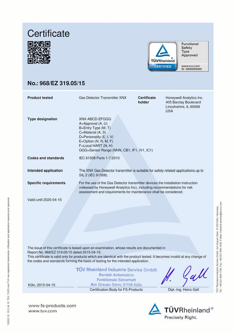 1 SIL 2 Certificate 1.