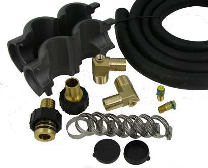 w/pt port (heat pump connection) Qty 8: Hose clamps 1 Hose Kit (MPT @ Flow Center & Heat Pump) 1101 1101 Hose kit contents: Qty 1: 12 ft.