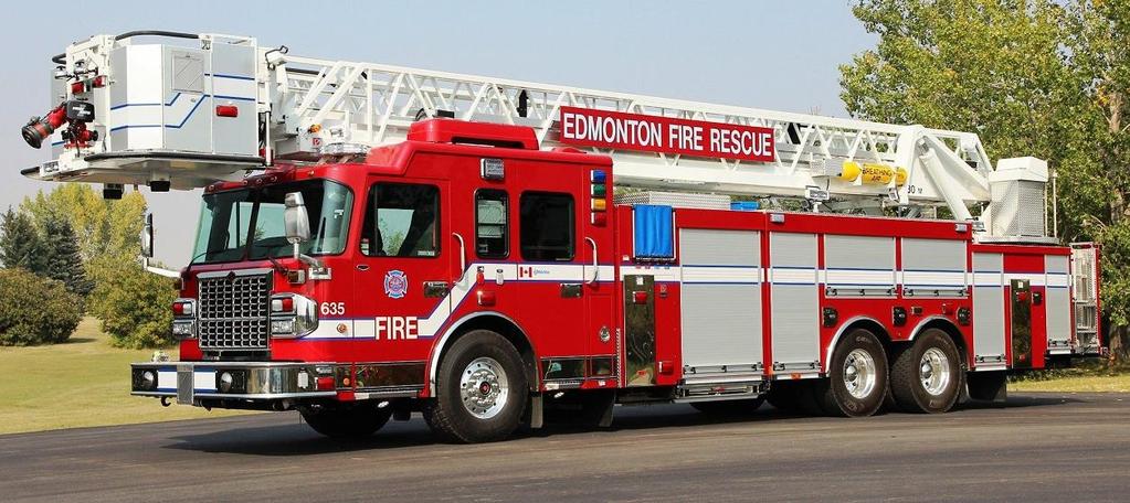 One of Edmonton s new 2017 Spartan/Smeal platforms, each one has a